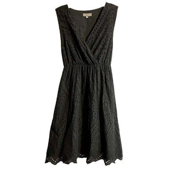 Le Ragazze Made in Italy Black Scalloped Eyelet Midi Dress Large Fully L… - Picture 1 of 8